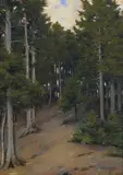 Franz Peter Birbaum, Crépuscule de la forêt, pastel sur papier