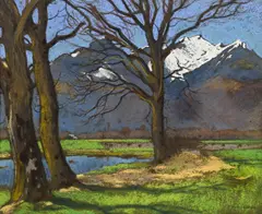 Franz Peter Birbaum, Le Grammont depuis Yvorne, pastel sur papier