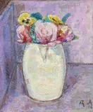 René Victor Auberjonois, Bouquet de roses et pensées, 1910, huile sur toile