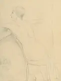 René Victor Auberjonois, Portrait d'une femme accoudée au balcon, 1920, crayon sur papier