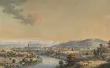 Johann Ludwig Aberli, La ville de Berne du côté du Nord, eau-forte aquarellée