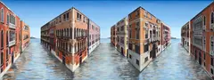 Patrick Hughes, Palazzi, Palazzi, technique mixte (huile, impression et collage) sur panneau
