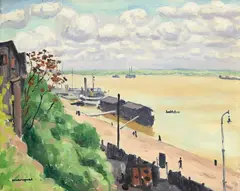Albert Marquet, Paysage du Danube à Galatz, 1933, huile sur panneau