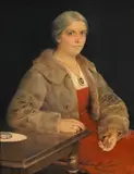 Louis Charles Rivier, Portrait de Julie Rivier, 1940, crayons de couleurs sur carton monté sur pavatex