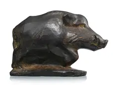 Robert Hainard, Sanglier, sculpture en bronze