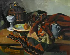 Charles Clément, Nature morte au tapis, 1947, huile sur toile