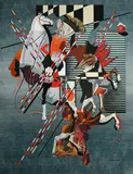 Arlette Asturias, Composition aux chevaux, 1976, encre, gouache et aquarelle sur papier