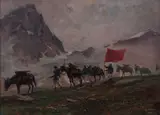 Leonardo Roda, Troupe d'artillerie dans les Alpes, 1910, huile sur toile