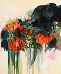Isabelle Ménéan, Composition florale, aquarelle sur papier