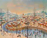 Geneviève Gérard Peyrade, La neige rose, 1974, huile sur toile