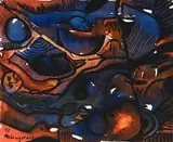 Malangatana Ngwenya, Composition, 1992, aquarelle et encre sur papier