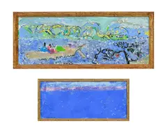Pierre Le Sueur, Paysage marin animé et Paysage marin, 2008, huile sur toile et pastel sur toile