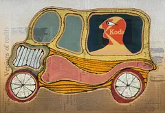 Alex Kosta, Automobile (with photographer), 1974, découpage et collage en relief sur carton