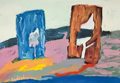 Menashe Kadishman, Composition, huile sur papier marouflé sur toile