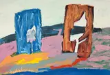 Menashe Kadishman, Composition, huile sur papier marouflé sur toile