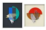 Octavio Herrera, Composition, 1996, suite de 2 tableaux-volumes en acrylique sur bois