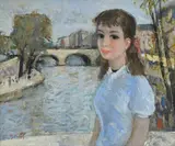François Gall, Portrait de jeune fille à Paris, huile sur toile