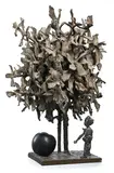 Alik Cavaliere, G.B. rencontre un arbre et une pomme, 1963, sculpture en bronze