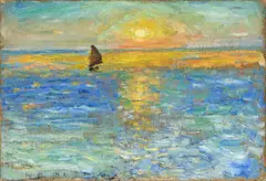 René Seyssaud, Marine, soleil couchant sur la mer à Agay, c. 1896, huile sur toile