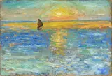 René Seyssaud, Marine, soleil couchant sur la mer à Agay, c. 1896, huile sur toile