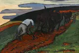 René Seyssaud, Le labourage, vers 1910, huile sur carton