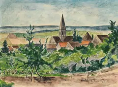 André Dunoyer de Segonzac, Feucherolles, aquarelle et encre sur papier