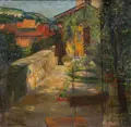 Ferdinand Dorsch, Blick ins Land, 1902, Öl auf Leinwand, vollflächig wohl von Künstlerhand auf kräftige Malpappe kaschiert