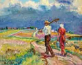 Hans (Johann) Clar, Hans Clar, Heimkehr vor dem Gewitter / Abendgesellschaft. Wohl 1930er Jahre