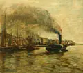 Hamburg – Hafen (?). 1. H. 20. Jh by Richard Falkenberg, Öl auf Leinwand, sold Mar 2025