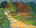 Franz Gaudeck, Sonniges Häuschen in Baabe (Rügen), 1917, Öl auf Leinwand