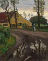 Gustav Wittschas, Dorfstraße in Ostpreußen (Nidden?). Wohl um 1900, Öl auf Leinwand