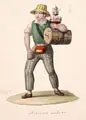 Michela de Vito, 13 folklorisitsche Szenen aus Italien. Wohl um 1830, Aquarelle, partiell eiweißgehöht, auf Papier mit angeschnittenem Wasserzeichen u.Mi. (nicht aufgelöst)