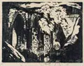 Siegfried Berndt, Brücke / Dresden-Hofkirche. 1920er Jahre / späte 1930er Jahre, Zwei Holzschnitte auf faserigem Japan bzw. hauchdünnem Japanbütten