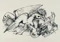 Karl Hofer, Vögel, Lithografie auf gelblichem Papier