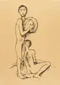 Karl Hofer, Kinder mit Ball, 1930, Lithografie auf festem, gelblichen Papier