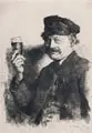 Der Trinker by Wilhelm Maria Leibl, Radierung auf Bütten, sold Mar 2025