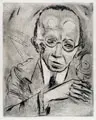 Max Pechstein, Der Kritiker, Kaltnadelradierung mit Plattenton auf dünnem, chamoisfarbenen Papier