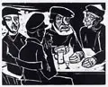 Max Pechstein, Fischer in der Kneipe, 1922, Holzschnitt