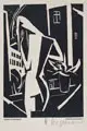 Heinrich Stegemann, Figur am Fenster, Zwei Holzschnitte auf dünnem Papier