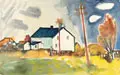 Erhard Hippold, Neuendorf (Hiddensee), Aquarelle über Grafitzeichnung auf Bütten. "Neuendorf" u.re. monogrammiert "E.H." und datiert