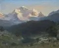 Berner Alpen – Blick auf die Jungfrau im Abendrot by Stanislaus Friedrich Ludwig Graf von Kalckreuth, 1890, Öl auf Leinwand, sold Nov 2024