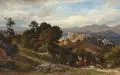 Carl Wilhelm Müller, Blick von der Serpentara bei Olevano auf die Albanerberge und den Monte Artemisio, 1867, Öl auf Leinwand