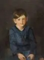 Arno Drescher, Sitzender Knabe im Matrosenanzug. Wohl 1930er Jahre, Öl auf Malpappe