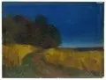 Arno Drescher, Abendlandschaft, 1936, Öl auf Sperrholz