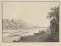 Christian Gottlob Hammer, Ansicht von Heidelberg und dem Schloße nahe beim Haarlaß Nordöstlich., Radierung, sparsam koloriert