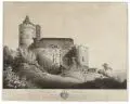 Carl August Wizani, Bergfeste Stolpen, Um 1800, Radierung, in Tusche laviert, nach einer Zeichnung von Johann Friedrich Wizani