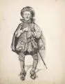 Ferdinand Dorsch, Der kostümierte Türhüter, Kohlestiftzeichnungen