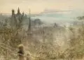 Albert Goodwin, Lucerne – Arronis of Dawn crossing the Rights, Um 1900, Aquarell und Tusche auf Malpappe