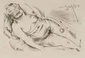 Paul Kleinschmidt, Liegender weiblicher Akt, 1923, Kaltnadelradierung auf "Van Gelder Zonen"-Bütten