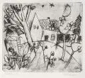 Otto Lange, Sommernacht, Kaltnadelradierung auf leichtem Karton